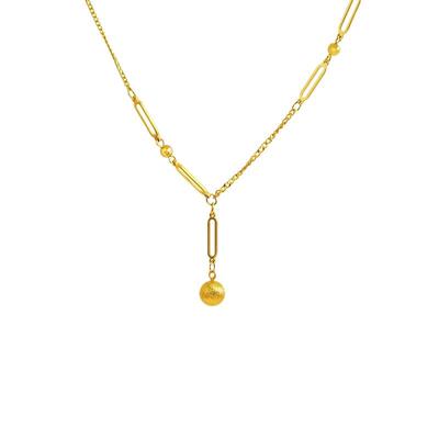 时尚金属拉丝圆球项链女不掉色小众设计锁骨链有求必应磨砂级感潮