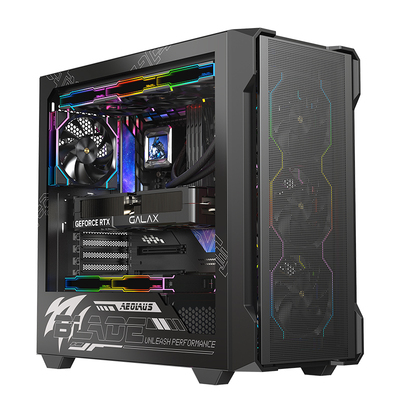 影驰风刃EATX机箱侧透前网孔透气