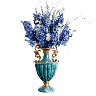 飞燕草假花仿真花欧式美式别墅客厅酒店卧室装饰花摆设件高档绢花