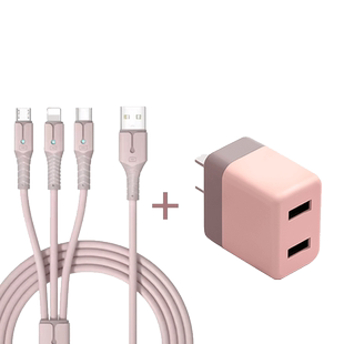 三头充电器线快充套装三合一手机多口闪充充电头数据线一拖三适用苹果typec华为vivo小米oppo平板iPad带插头