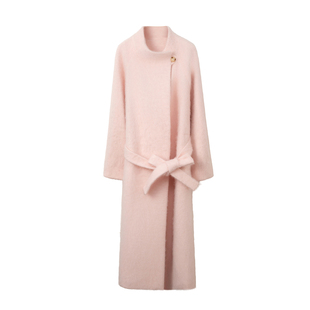 GHJOD studio 重磅“软黄金”山羊绒&桑蚕丝羊毛拉绒中长款大衣女