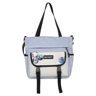 斜挎包男款补课袋大容量初中学生手提包单肩包小学生高中生拎书包