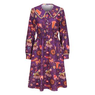 rainbow新款优雅小翻领设计感复古印花连衣裙RM31DR003A