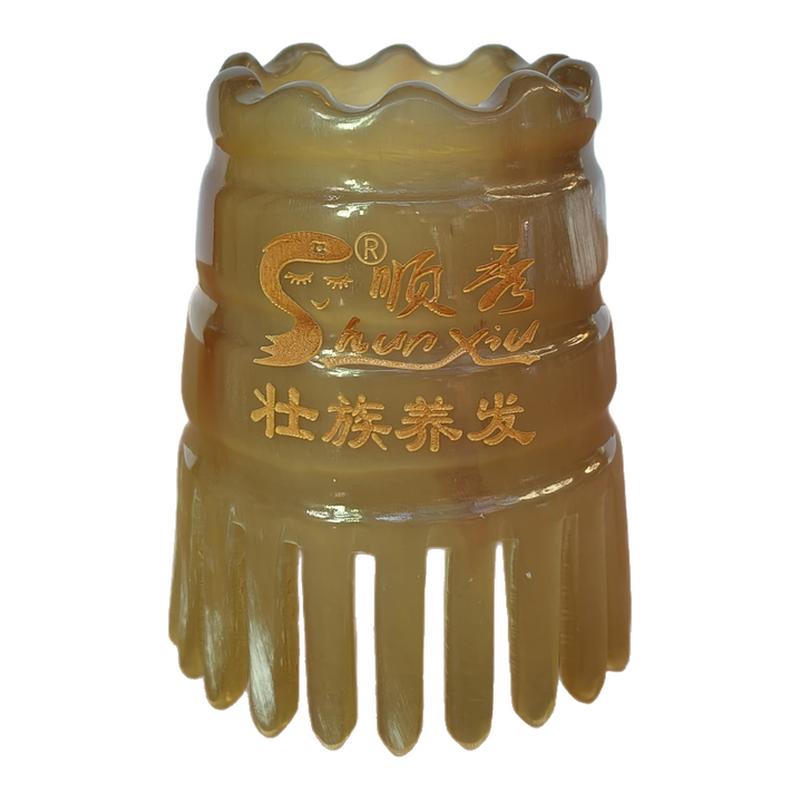 头部经络宽齿加厚牛角梳新品