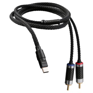 typec转双莲花16股纯银一分二音频线安卓苹果手机音响功放连接线