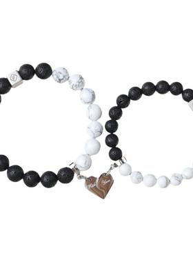 凡汀磁吸爱心吊坠情侣手链一对