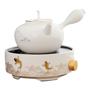 耐高温烧水壶砂铫壶泡茶家用电陶炉纯白煮茶壶响盖卡盖侧把烧水壶