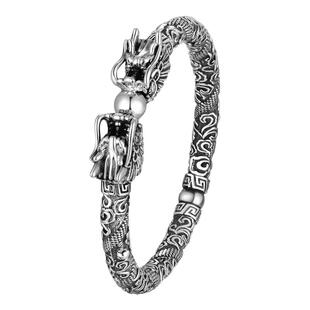 中国黄金双龙戏珠手镯银手镯纯银足银999手镯银镯送男友女神节