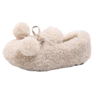 儿童毛毛鞋2025冬季韩版毛球女童二棉软底豆豆鞋可爱百搭公主棉鞋