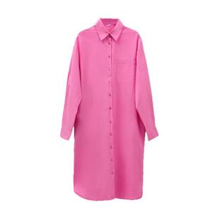 清仓奶油蓝衬衣裙女设计感小众连衣裙春秋女装气质衬衫裙显瘦长裙