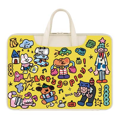 美式涂鸦电脑包14寸手提防水卡通笔记本收纳包大学生适用华为荣耀14寸华硕小米15戴尔游戏本15.6苹果mac13.3