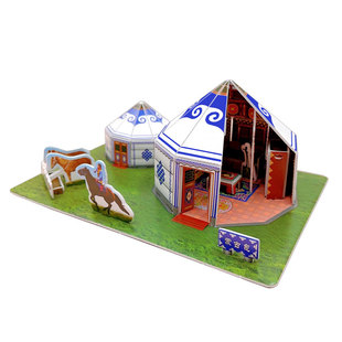 中国民居diy手工纸建筑模型3d立体拼图古风四合院小学生纸模玩具