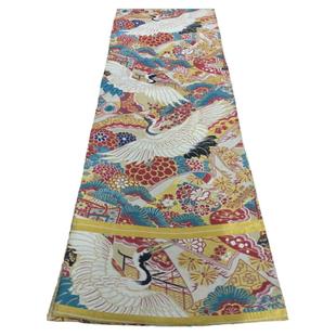 中古正绢西阵织日式和服双面全通金线丸带手工仙鹤腰带藏袍