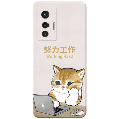努力工作猫咪适用vivo趣味手机壳