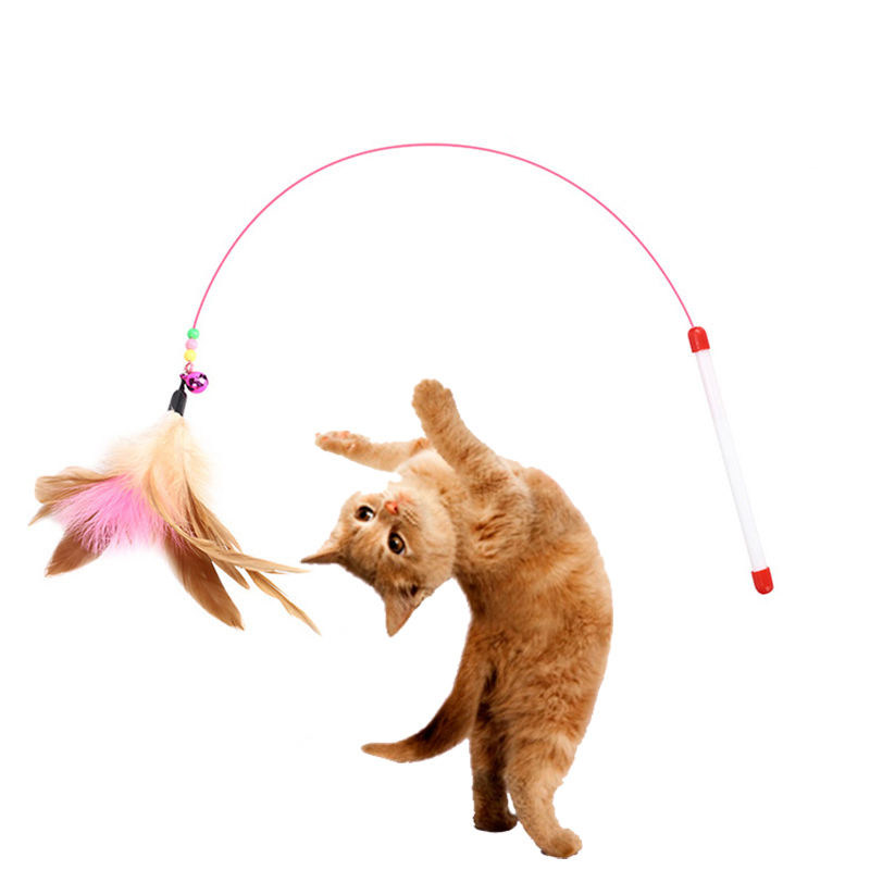 猫玩具逗猫棒钢丝羽毛耐咬小鱼长逗猫棒