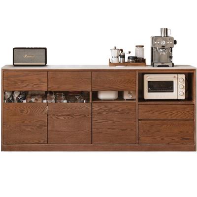 源氏木语实木餐边柜胡桃色岩板面