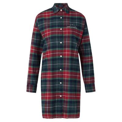 Lexington假日法兰绒红绿格纹睡裙纯棉女士睡衣裙子家居服可外穿