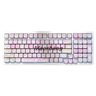 Maorbeng猫尔本M99粉白女生机械键盘三模热拔插单色光麻将音可爱