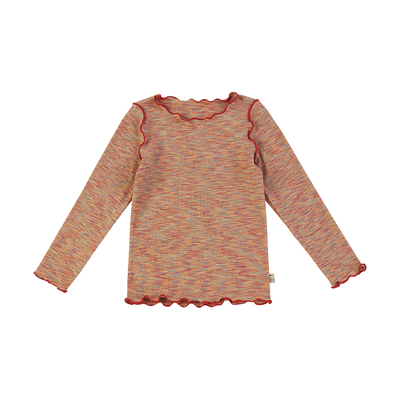 WirraWirra北欧风女童秋季修身花边上衣肌理感立体条纹童装两件套