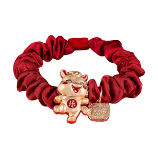 新年发饰黑色小肠发圈马年头绳女扎高马尾高弹力耐用发绳过年头饰