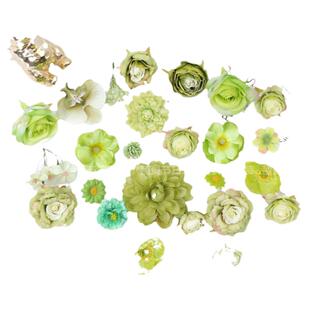 绿色系仿真花朵装饰 假花汉服头饰古风发饰diy簪花材料包婚庆装饰