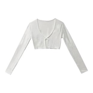 YAMMYUKI欧美辣妹爵士性感镂空设计感绑带露腰紧身显瘦长袖上衣