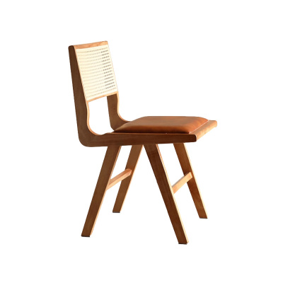 法式中复古风实木餐椅梳妆椅凳子