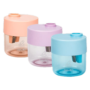 得力双孔儿童卷笔刀大孔径削笔器小学生幼儿园男孩迷你型多功能削笔刀大口径加粗铅笔刨笔刀女孩削笔机便携式