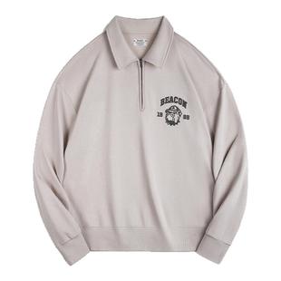 马登工装美式复古立体刺绣半拉链卫衣休闲翻领套头polo衫上衣男春