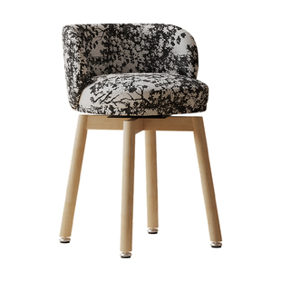 可旋转实木梳妆台专用凳子中古风轻奢高级感梳妆台椅子复古化妆椅