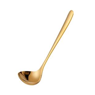 304加厚不锈钢小汤勺家用短柄火锅勺粥勺金色深汤匙吃饭大头勺子