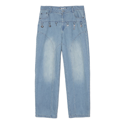 ASSEEN尔幸 吊坠装饰解构分割复古牛仔裤 男女同款