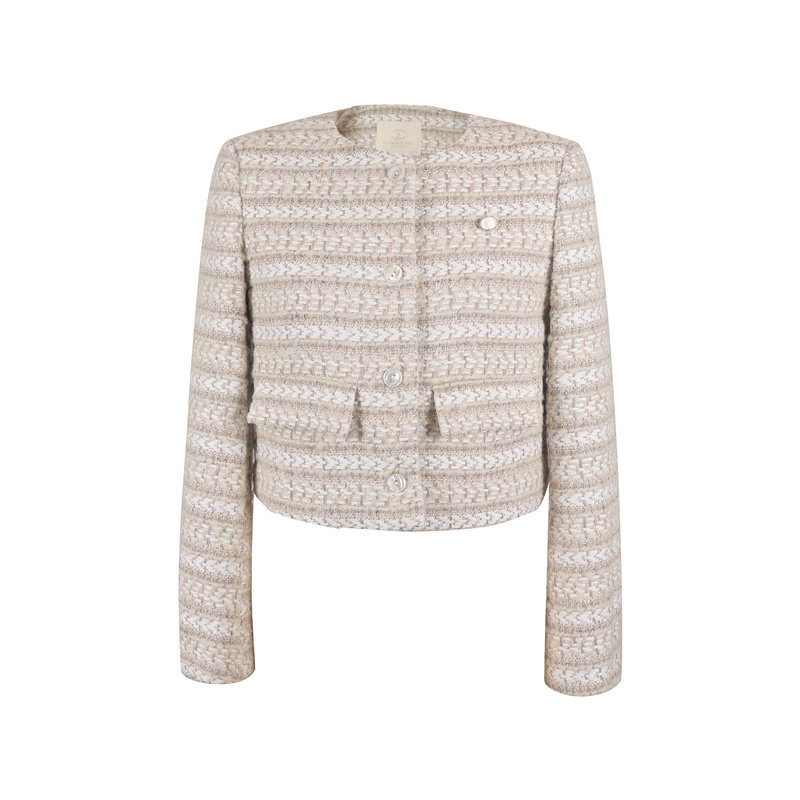 名媛粗花呢编织短款小香风外套