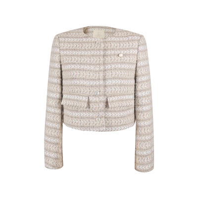 名媛粗花呢编织短款小香风外套