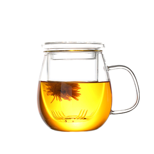 加厚耐热玻璃杯创意花茶杯带盖水杯子带过滤沏茶杯透明办公杯茶杯