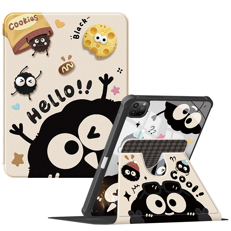 适用ipadair6保护套2024新款mini7/5平板壳苹果第10/9代全包2022亚克力2021防摔ipadpro11带笔槽十4煤球饼干3