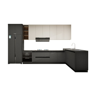 全友全屋定制整体橱柜家用石英石台面厨房灶台柜一体地柜置物柜子