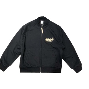 冬季男士加绒立领宽松外套潮流时尚简约字母刺绣百搭开衫款夹克潮