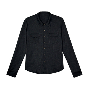 【现货】weave 黑色银线长袖衬衫透气纯色性感小众衬衣