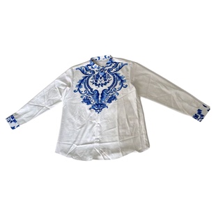 Men's casual long sleeved shirt男士欧美印花大码休闲长袖衬衫