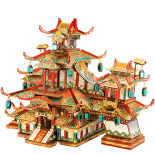 拼酷大唐小街赌坊布庄怡红院3D立体古建筑模型拼图金属礼物玩具