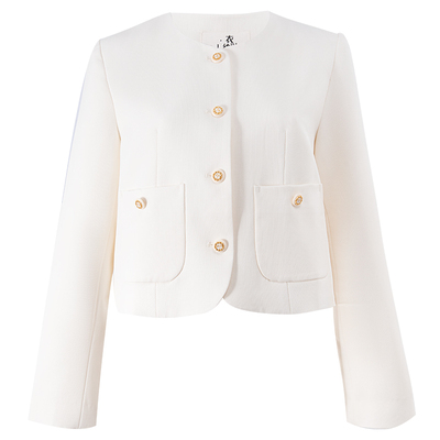 奶油白气质短外套百搭奶油白