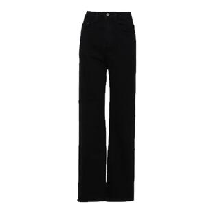 DPLAY2026年春季新款气质百搭黑色牛仔裤休闲直筒裤裤子女长裤