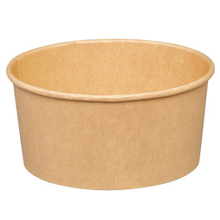 牛皮纸一次性餐盒圆形加厚带盖烤肉拌饭快餐盒便当外卖打包盒纸碗