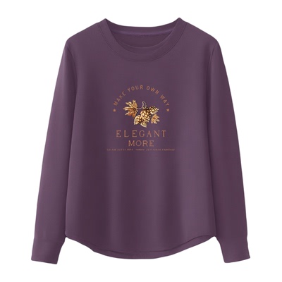 不规则下摆纯棉长袖T恤女春秋新款百搭遮肉内搭打底衫气质上衣服