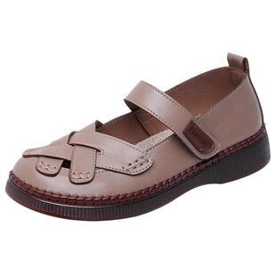 夏季新款妈妈凉鞋包头罗马鞋复古中国风老北京布鞋女老人鞋牛筋底