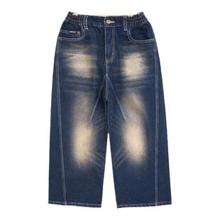 XXZXX美式复古风牛仔裤直筒宽松男女潮牌童装亲子装 秋季新款 161