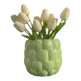 外贸花盆浮雕手工透气陶盆复古做旧ins风文艺简约大口径冰裂釉盆