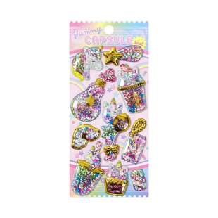 日系谷美CAPSULE摇摇乐3D立体贴纸少女心独角兽炫彩卡通手账装饰