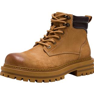 天美意马丁靴男鞋牛皮短靴男工装靴冬GZX25DD4